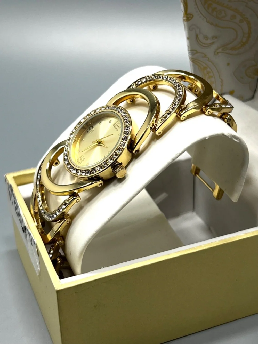 I.N.C. International Concepts Gold Tone Crystal Mounted Ladies Quartz Watch
